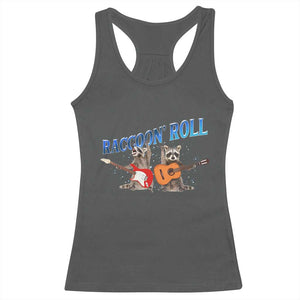 Raccoon Rock And Roll Racerback Tank Top Funny Rock Band Playing Guitar Electric Music Lover TS12 Dark Heather Print Your Wear