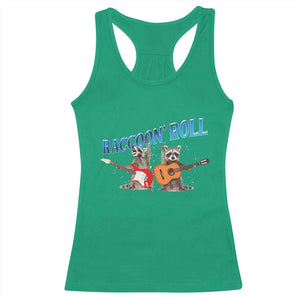 Raccoon Rock And Roll Racerback Tank Top Funny Rock Band Playing Guitar Electric Music Lover TS12 Irish Green Print Your Wear