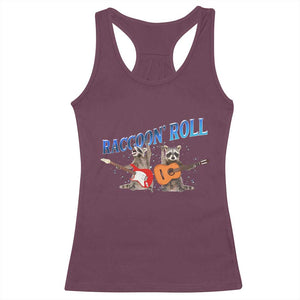 Raccoon Rock And Roll Racerback Tank Top Funny Rock Band Playing Guitar Electric Music Lover TS12 Maroon Print Your Wear