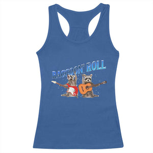 Raccoon Rock And Roll Racerback Tank Top Funny Rock Band Playing Guitar Electric Music Lover TS12 Royal Blue Print Your Wear