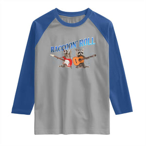 Raccoon Rock And Roll Raglan Shirt Funny Rock Band Playing Guitar Electric Music Lover TS12 Sport Gray Royal Print Your Wear