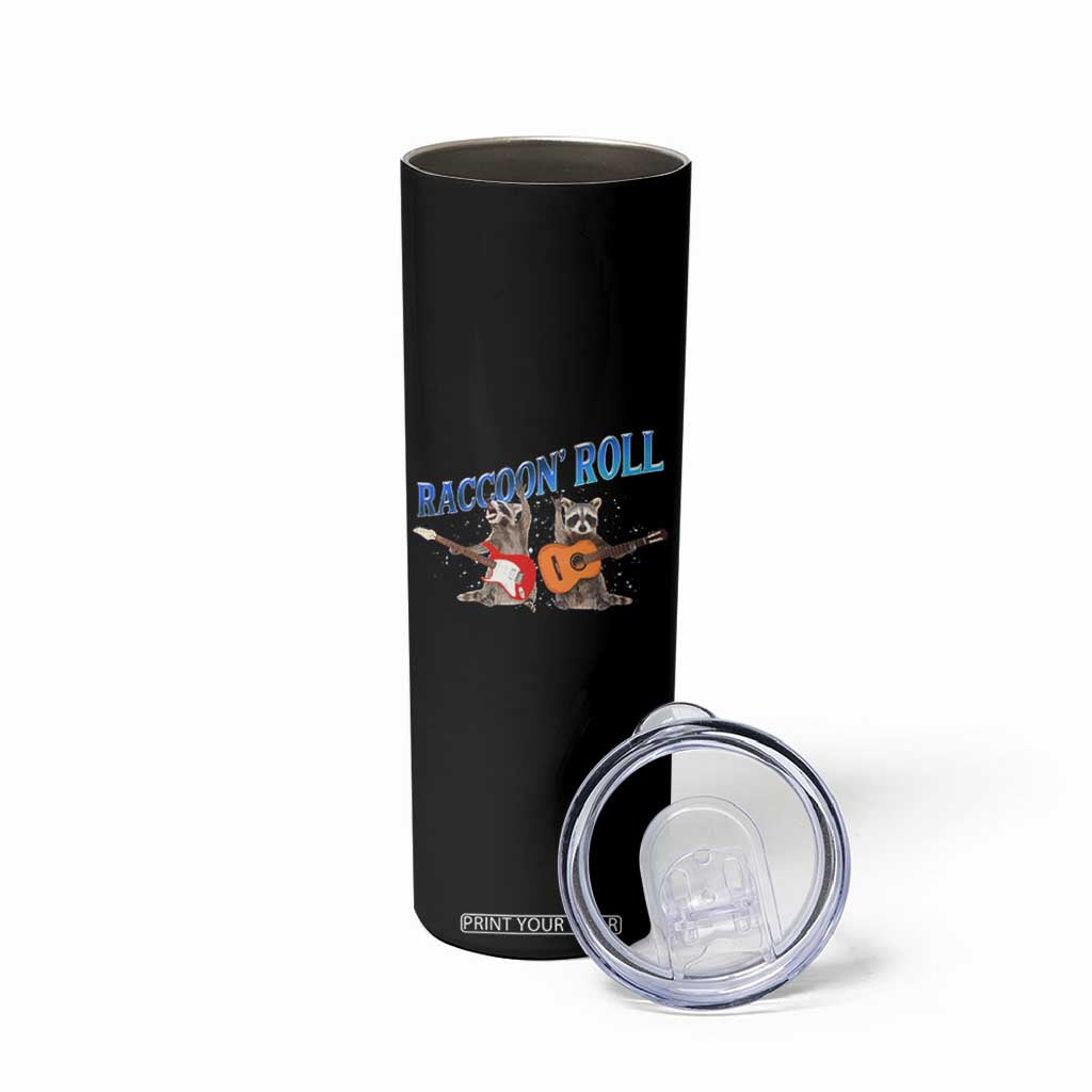 Raccoon Rock And Roll Skinny Tumbler Funny Rock Band Playing Guitar Electric Music Lover TS12 Print Your Wear