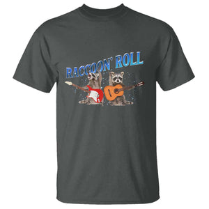 Raccoon Rock And Roll T Shirt Funny Rock Band Playing Guitar Electric Music Lover TS12 Dark Heather Print Your Wear