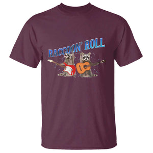 Raccoon Rock And Roll T Shirt Funny Rock Band Playing Guitar Electric Music Lover TS12 Maroon Print Your Wear