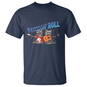Raccoon Rock And Roll T Shirt Funny Rock Band Playing Guitar Electric Music Lover TS12 Navy Print Your Wear