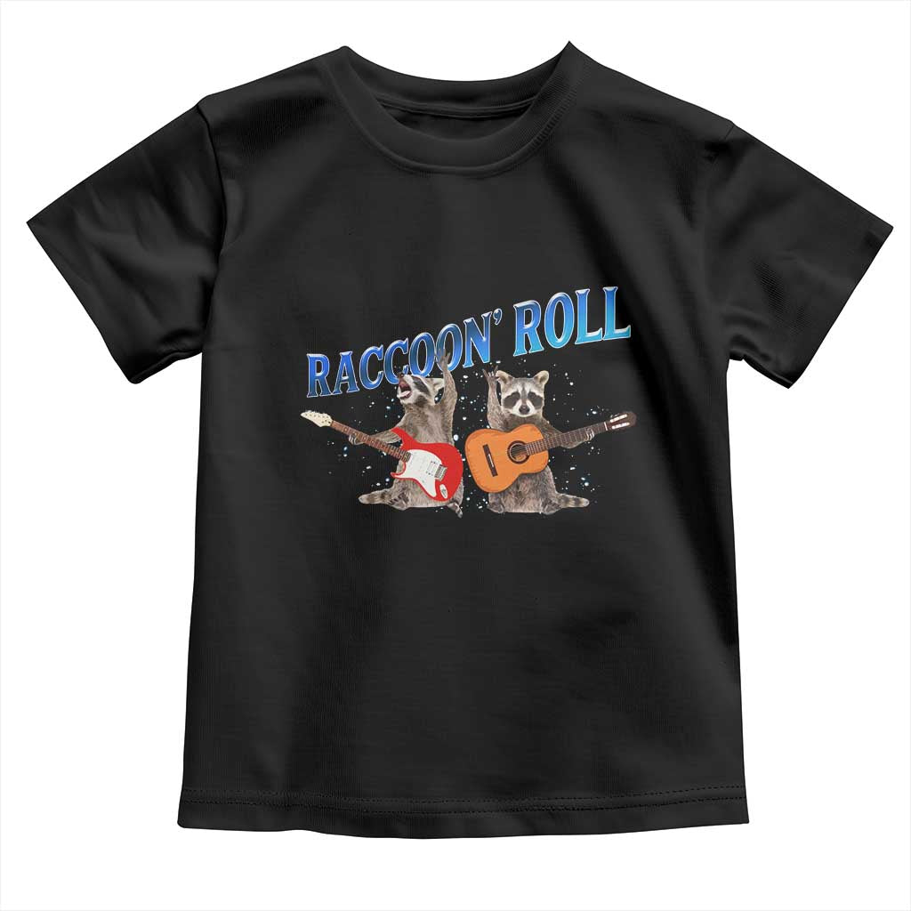 Raccoon Rock And Roll Toddler T Shirt Funny Rock Band Playing Guitar Electric Music Lover TS12 Black Print Your Wear