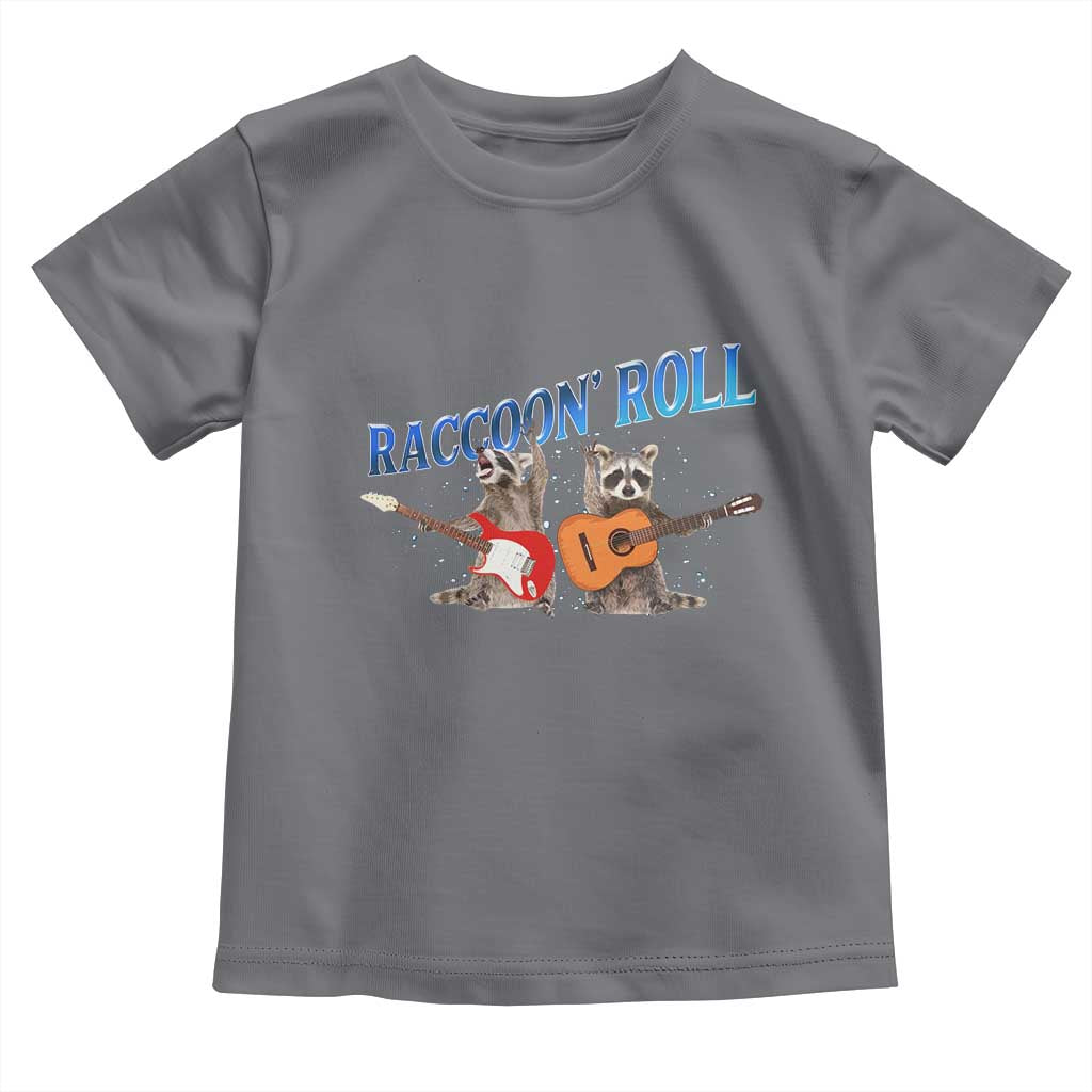 Raccoon Rock And Roll Toddler T Shirt Funny Rock Band Playing Guitar Electric Music Lover TS12 Charcoal Print Your Wear