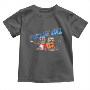 Raccoon Rock And Roll Toddler T Shirt Funny Rock Band Playing Guitar Electric Music Lover TS12 Dark Heather Print Your Wear