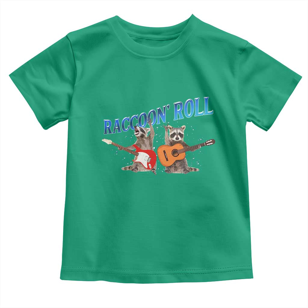 Raccoon Rock And Roll Toddler T Shirt Funny Rock Band Playing Guitar Electric Music Lover TS12 Irish Green Print Your Wear