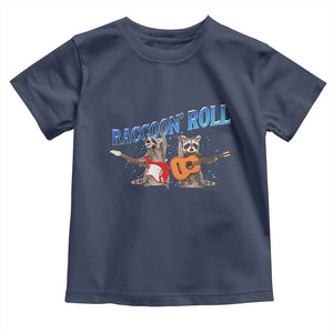 Raccoon Rock And Roll Toddler T Shirt Funny Rock Band Playing Guitar Electric Music Lover TS12 Navy Print Your Wear