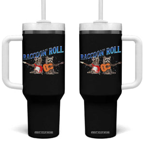 Raccoon Rock And Roll Tumbler With Handle Funny Rock Band Playing Guitar Electric Music Lover TS12 One Size: 40 oz Black Print Your Wear