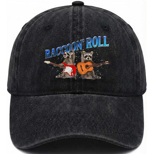 Raccoon Rock And Roll Washed Cotton Baseball Cap Funny Rock Band Playing Guitar Electric Music Lover TS12 Print Your Wear