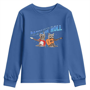 Raccoon Rock And Roll Youth Sweatshirt Funny Rock Band Playing Guitar Electric Music Lover TS12 Royal Blue Print Your Wear