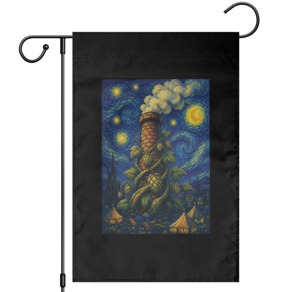 Starry Night Hops Brewery Garden Flag Vintage Hops Beer Lover Painterly TS12 Black Print Your Wear