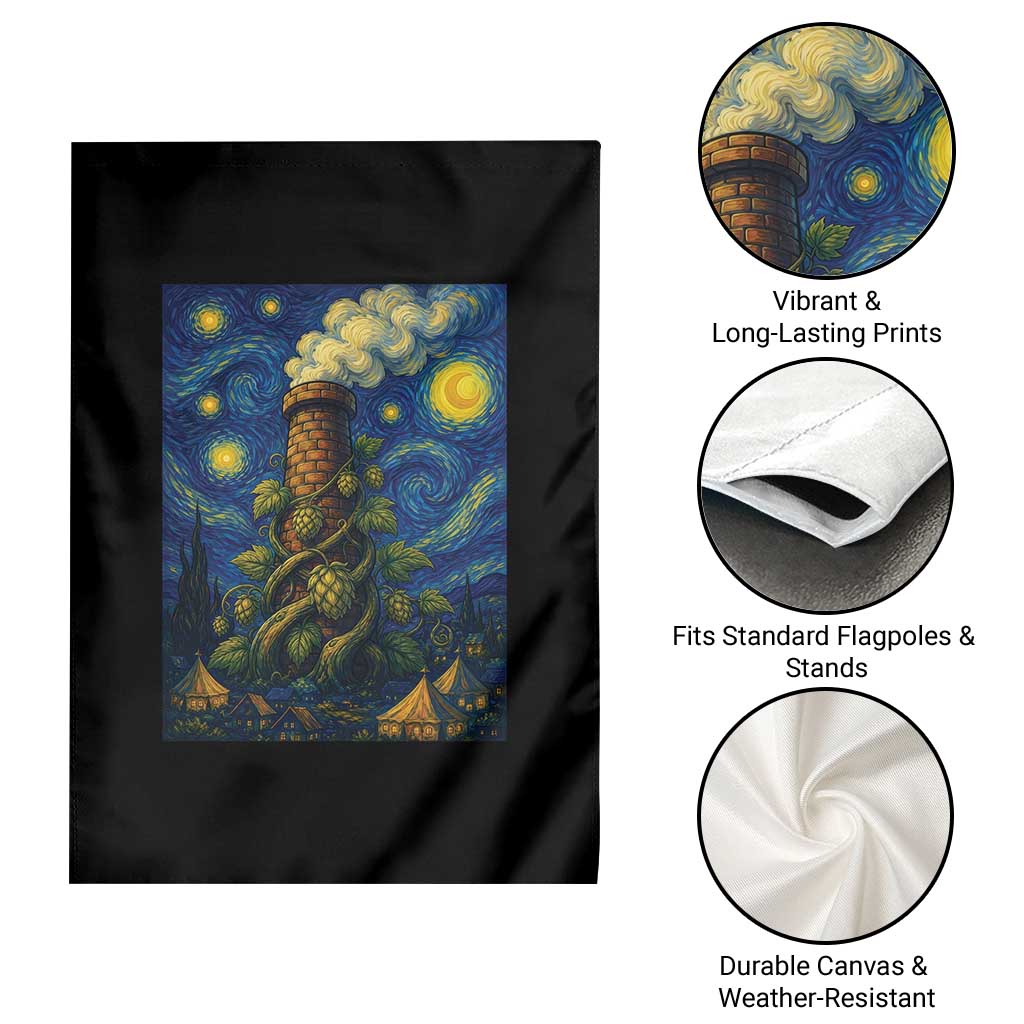 Starry Night Hops Brewery Garden Flag Vintage Hops Beer Lover Painterly