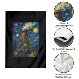 Starry Night Hops Brewery Garden Flag Vintage Hops Beer Lover Painterly