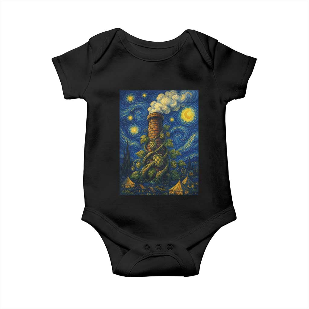 Starry Night Hops Brewery Baby Onesie Vintage Hops Beer Lover Painterly TS12 Black Print Your Wear