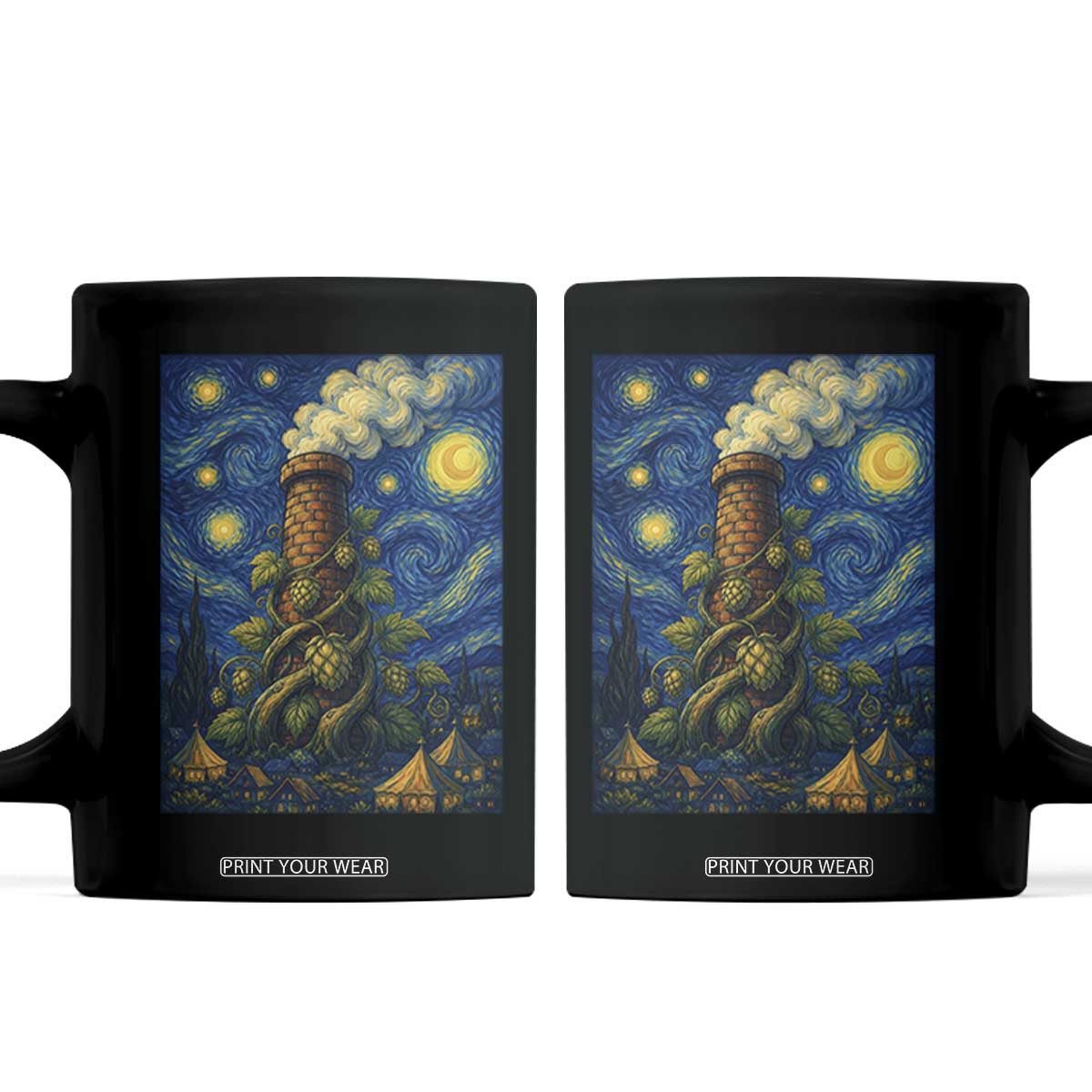 Starry Night Hops Brewery Coffee Mug Vintage Hops Beer Lover Painterly TS12 Black Print Your Wear