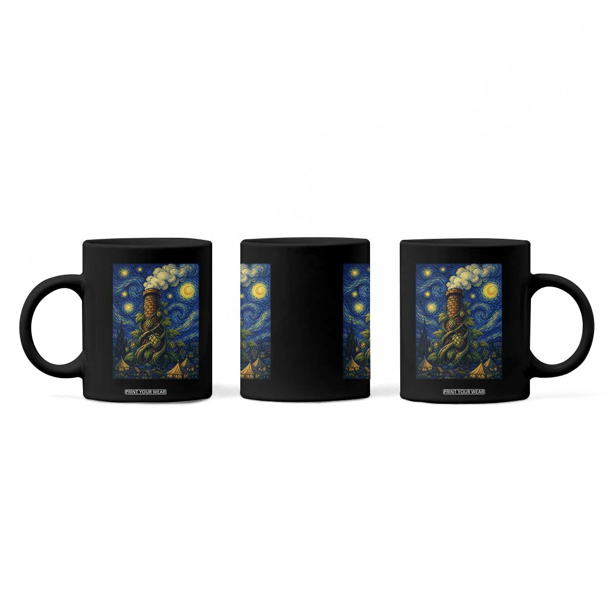 Starry Night Hops Brewery Coffee Mug Vintage Hops Beer Lover Painterly