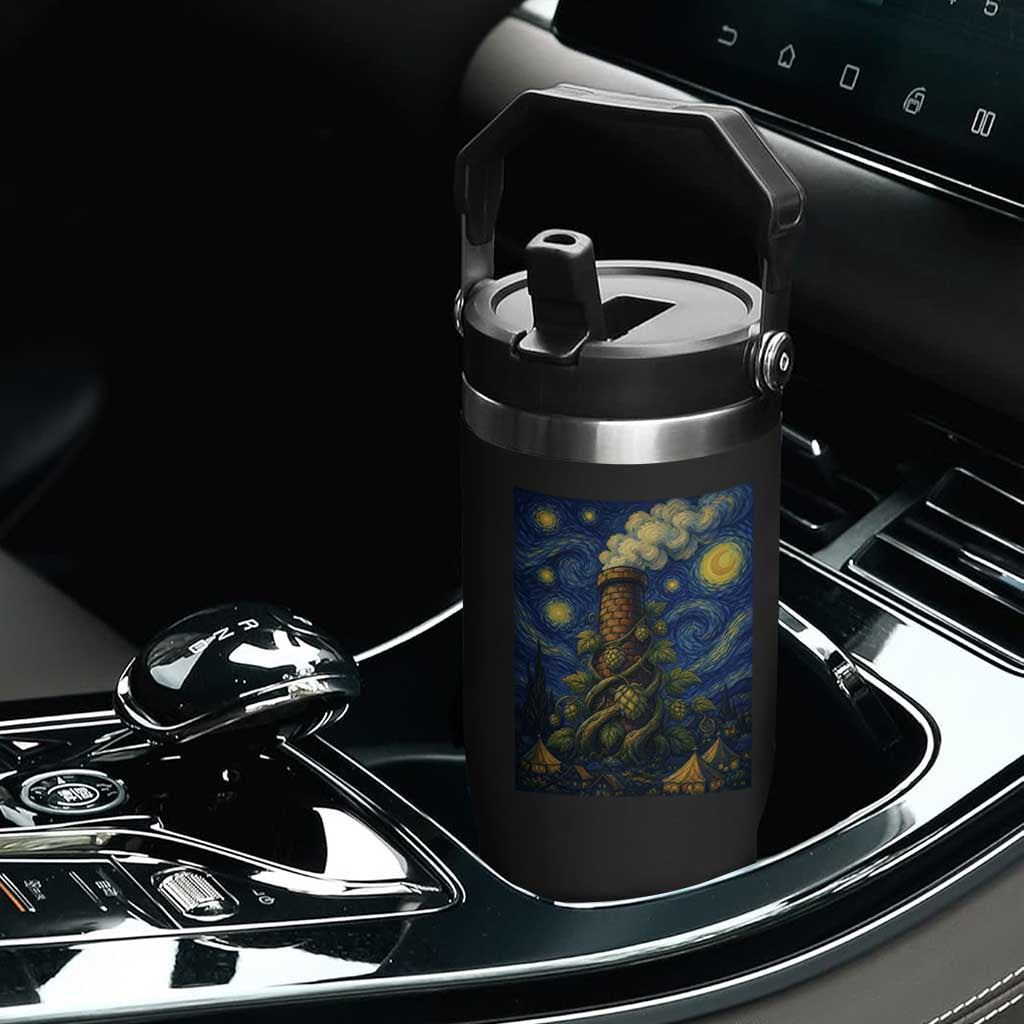 Starry Night Hops Brewery Flip Straw Tumbler Vintage Hops Beer Lover Painterly