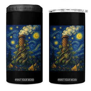 Starry Night Hops Brewery 4 in 1 Can Cooler Tumbler Vintage Hops Beer Lover Painterly