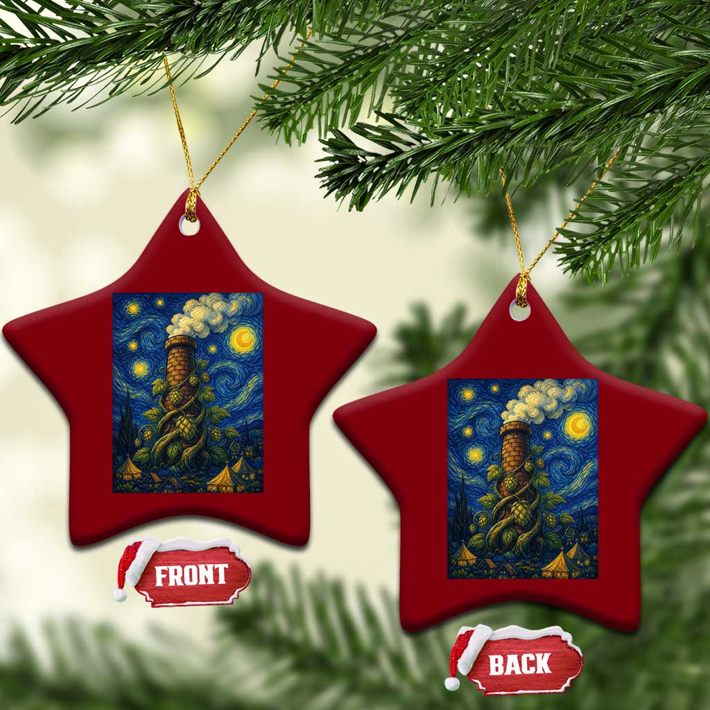 Starry Night Hops Brewery Ceramic Ornament Vintage Hops Beer Lover Painterly