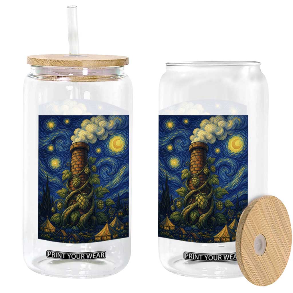 Starry Night Hops Brewery Glass Can Vintage Hops Beer Lover Painterly