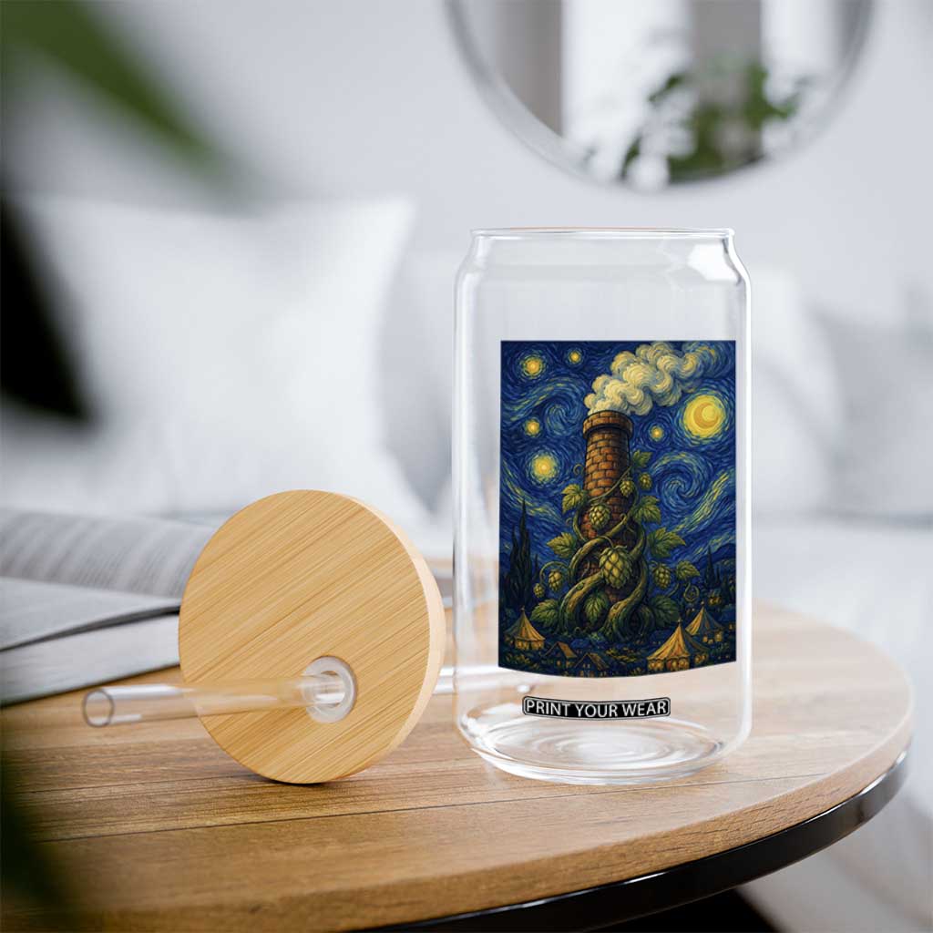 Starry Night Hops Brewery Glass Can Vintage Hops Beer Lover Painterly