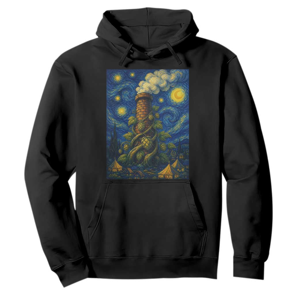 Starry Night Hops Brewery Hoodie Vintage Hops Beer Lover Painterly TS12 Black Print Your Wear
