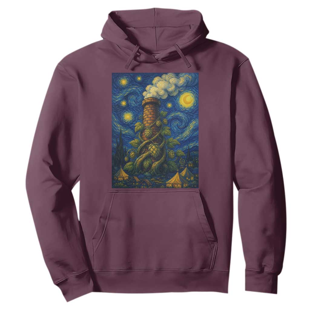 Starry Night Hops Brewery Hoodie Vintage Hops Beer Lover Painterly
