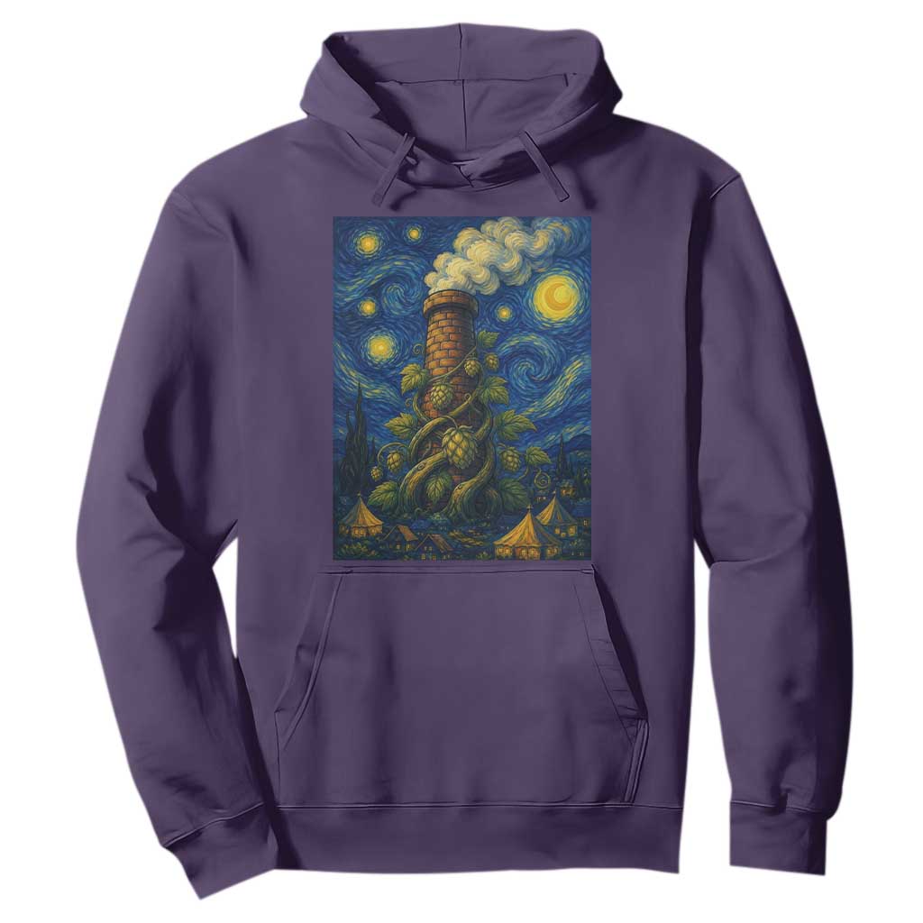 Starry Night Hops Brewery Hoodie Vintage Hops Beer Lover Painterly