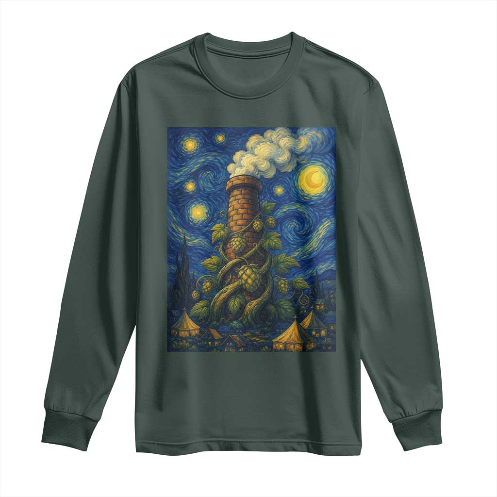 Starry Night Hops Brewery Long Sleeve Shirt Vintage Hops Beer Lover Painterly