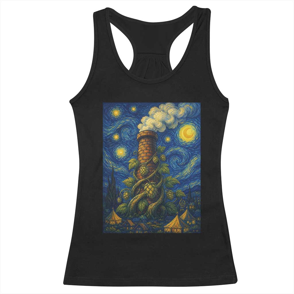 Starry Night Hops Brewery Racerback Tank Top Vintage Hops Beer Lover Painterly TS12 Black Print Your Wear
