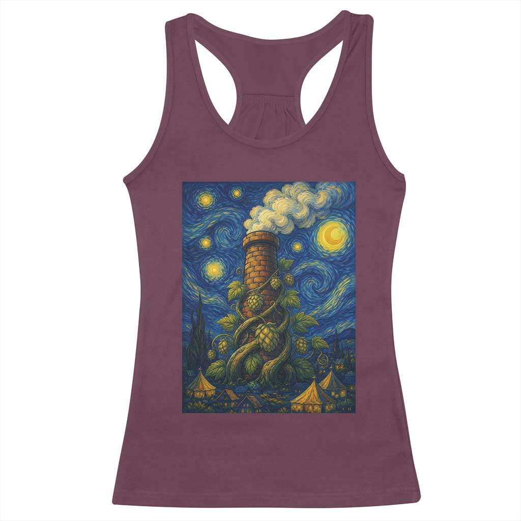 Starry Night Hops Brewery Racerback Tank Top Vintage Hops Beer Lover Painterly