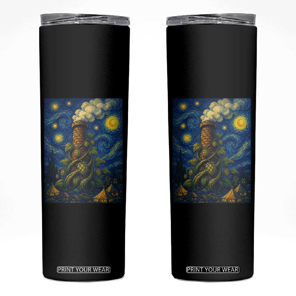Starry Night Hops Brewery Skinny Tumbler Vintage Hops Beer Lover Painterly TS12 Black Print Your Wear