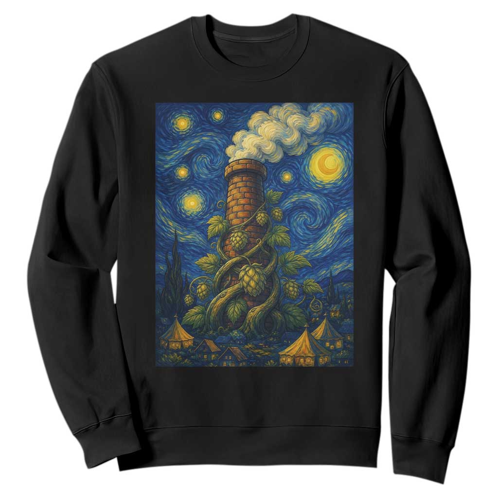 Starry Night Hops Brewery Sweatshirt Vintage Hops Beer Lover Painterly TS12 Black Print Your Wear