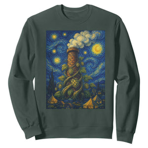 Starry Night Hops Brewery Sweatshirt Vintage Hops Beer Lover Painterly