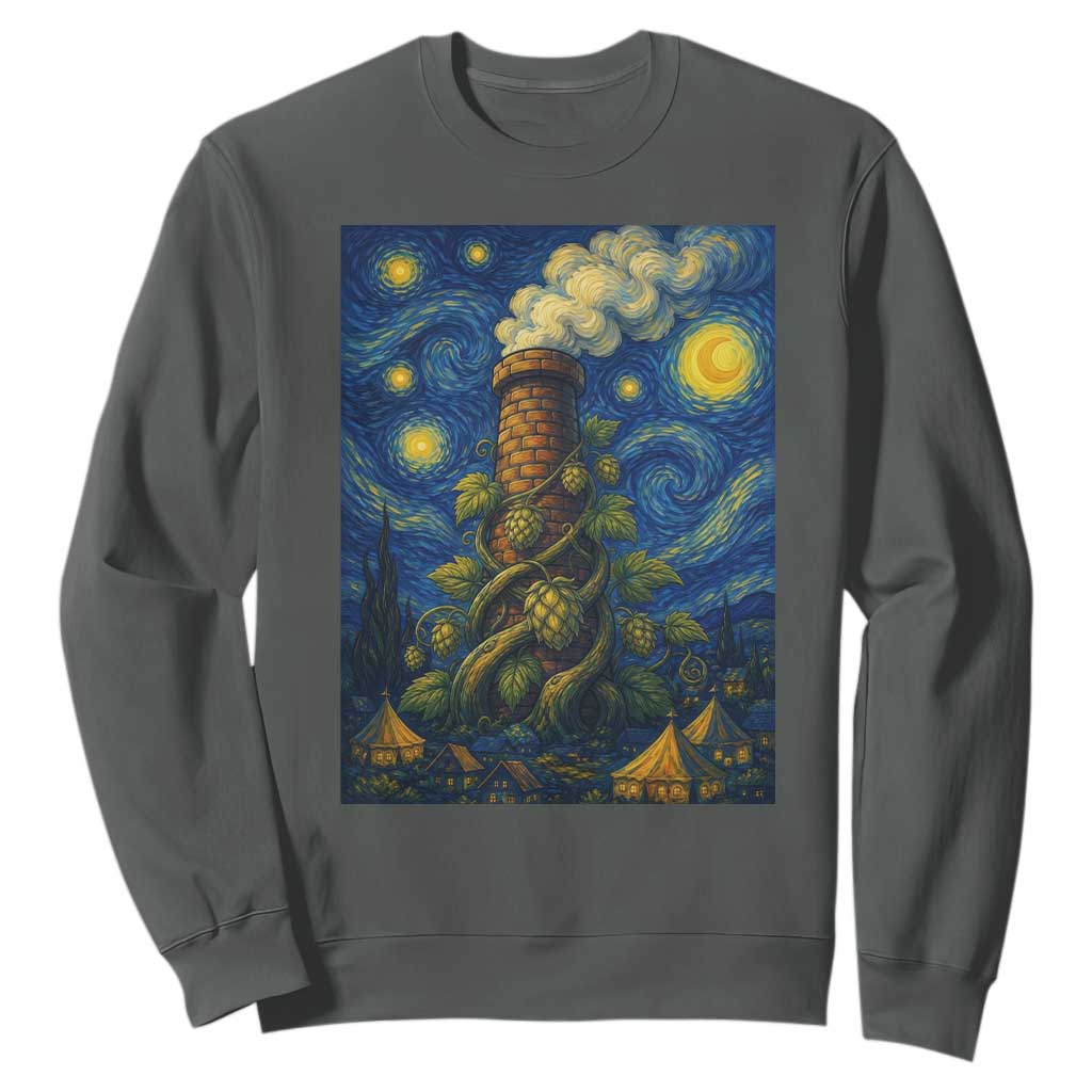 Starry Night Hops Brewery Sweatshirt Vintage Hops Beer Lover Painterly