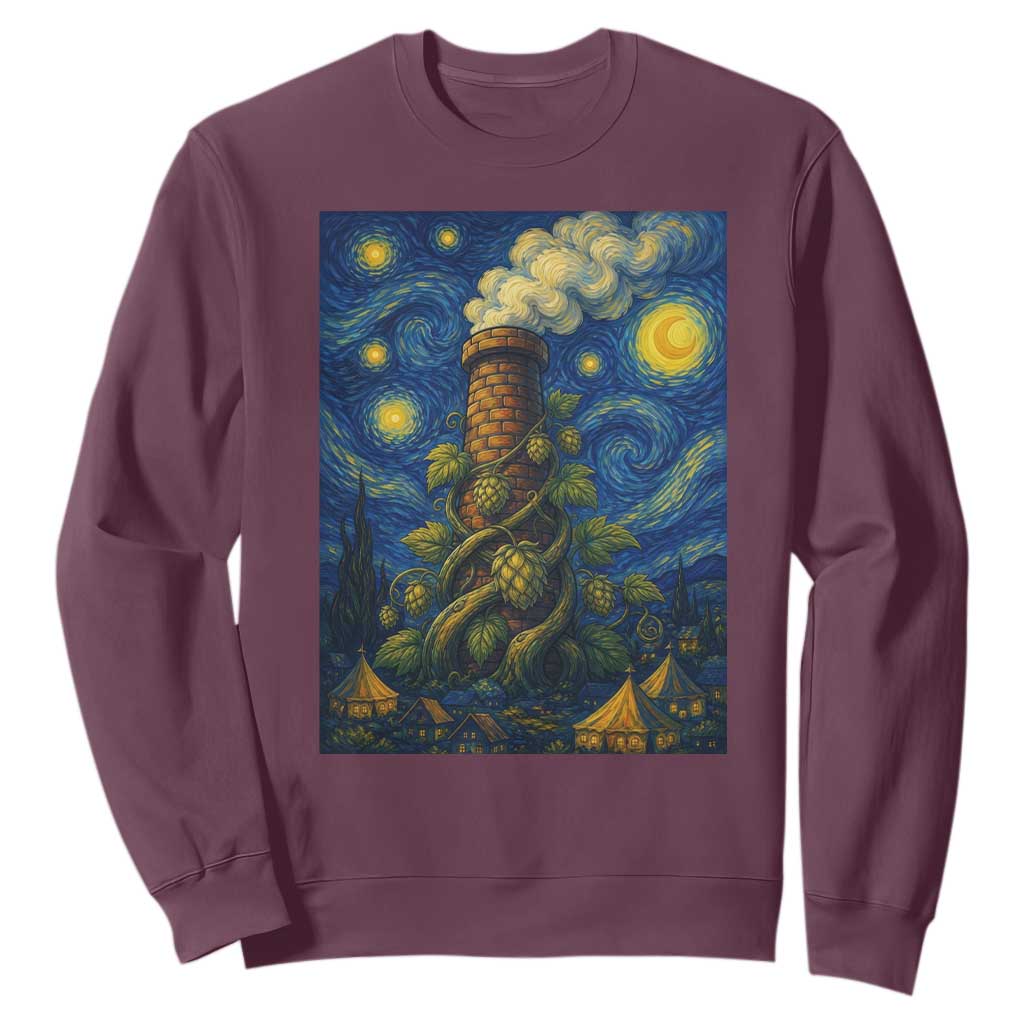 Starry Night Hops Brewery Sweatshirt Vintage Hops Beer Lover Painterly