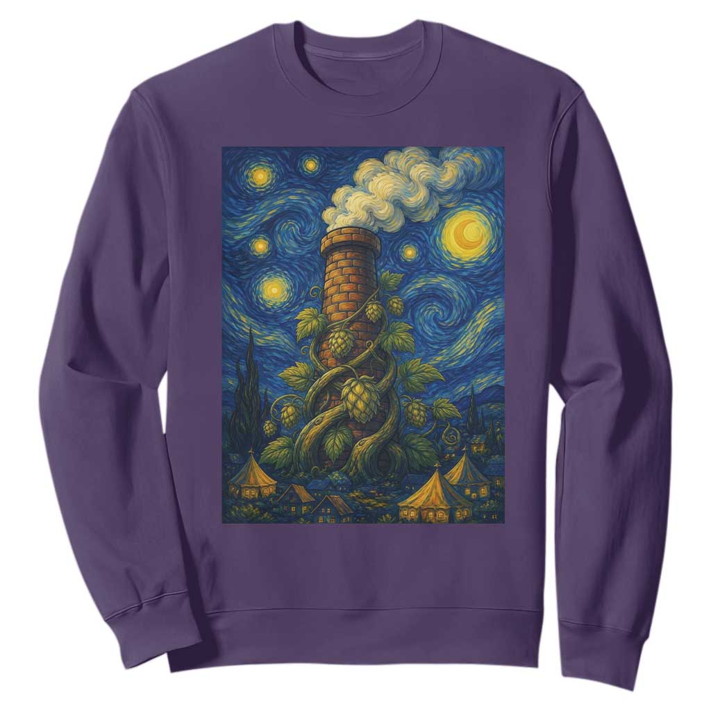 Starry Night Hops Brewery Sweatshirt Vintage Hops Beer Lover Painterly