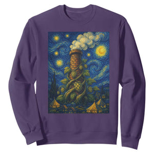 Starry Night Hops Brewery Sweatshirt Vintage Hops Beer Lover Painterly