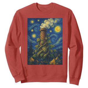Starry Night Hops Brewery Sweatshirt Vintage Hops Beer Lover Painterly