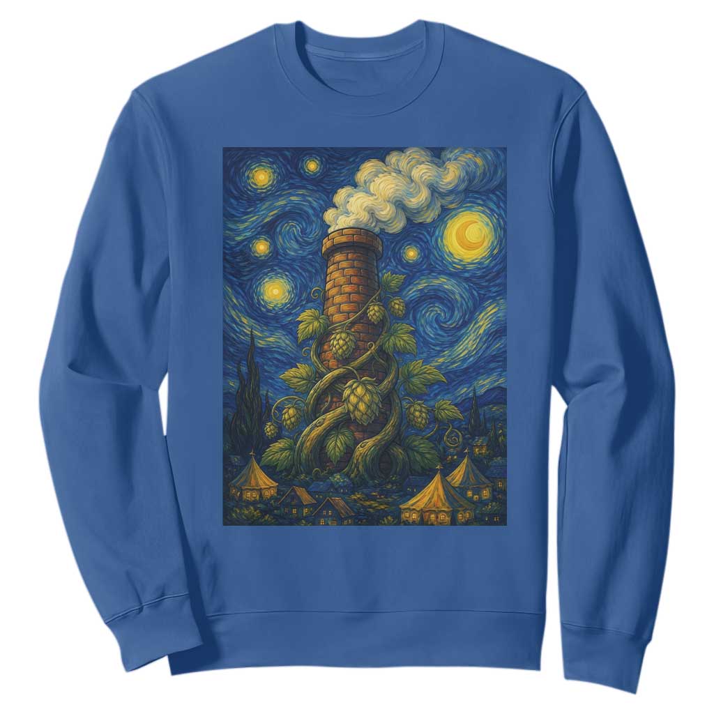 Starry Night Hops Brewery Sweatshirt Vintage Hops Beer Lover Painterly