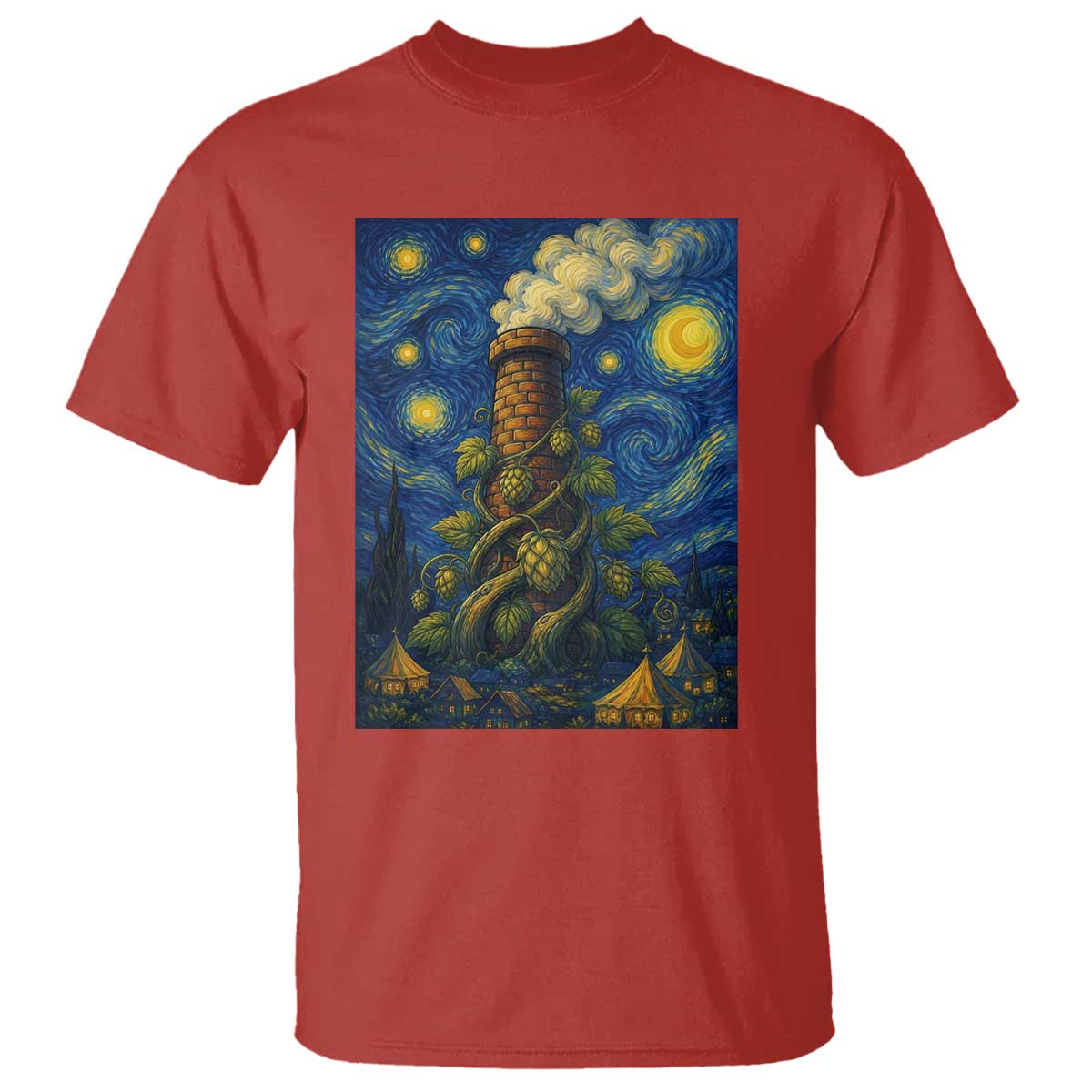 Starry Night Hops Brewery T Shirt Vintage Hops Beer Lover Painterly