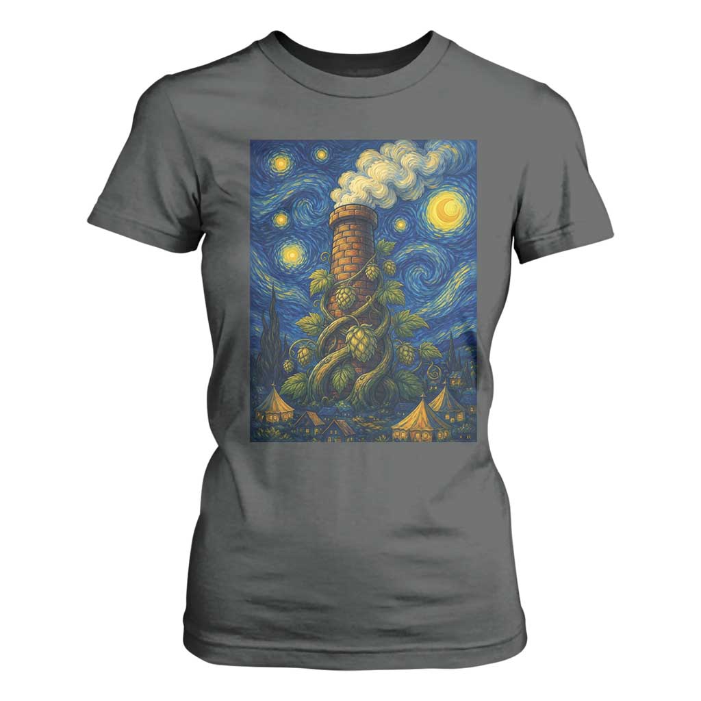Starry Night Hops Brewery T Shirt For Women Vintage Hops Beer Lover Painterly