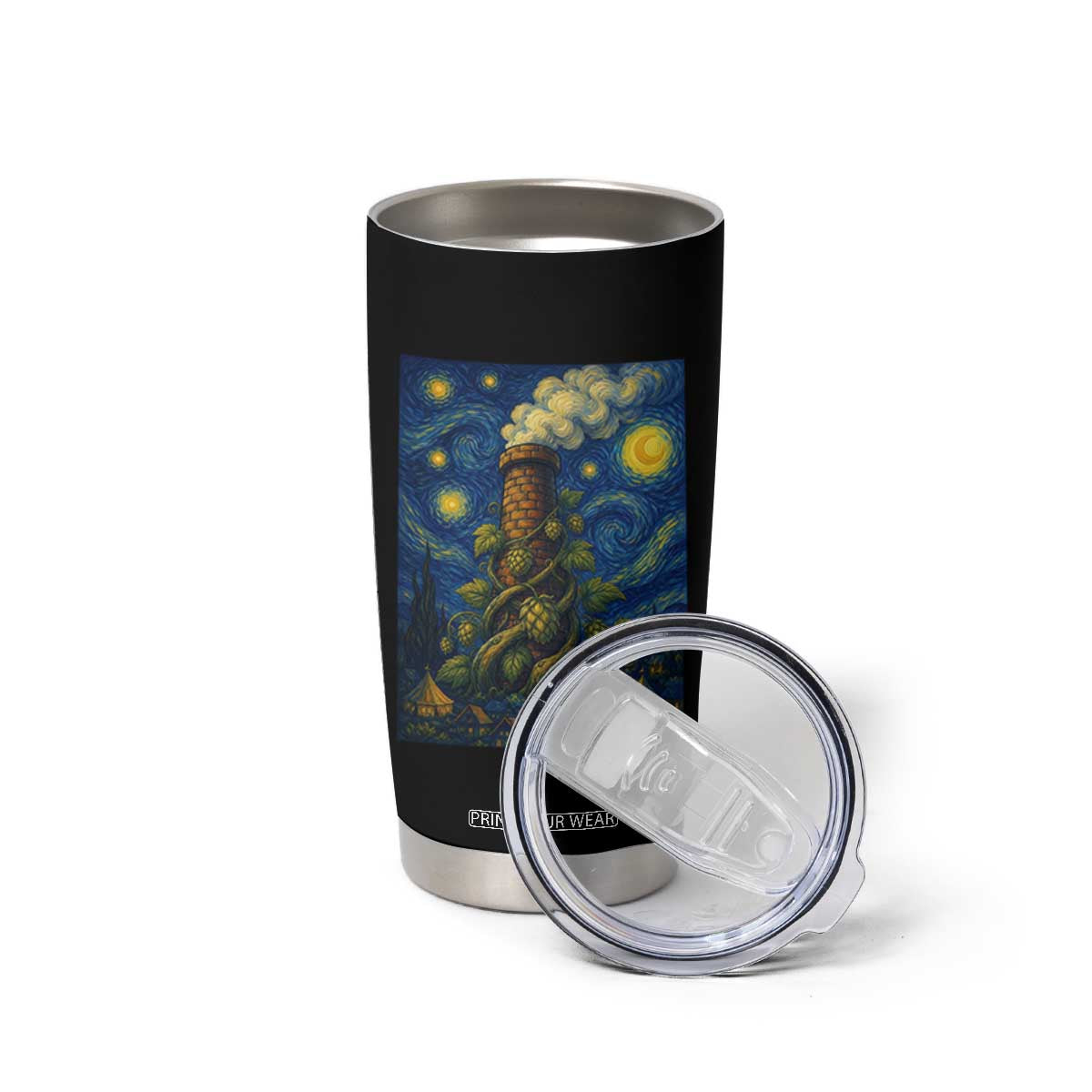 Starry Night Hops Brewery Tumbler Cup Vintage Hops Beer Lover Painterly