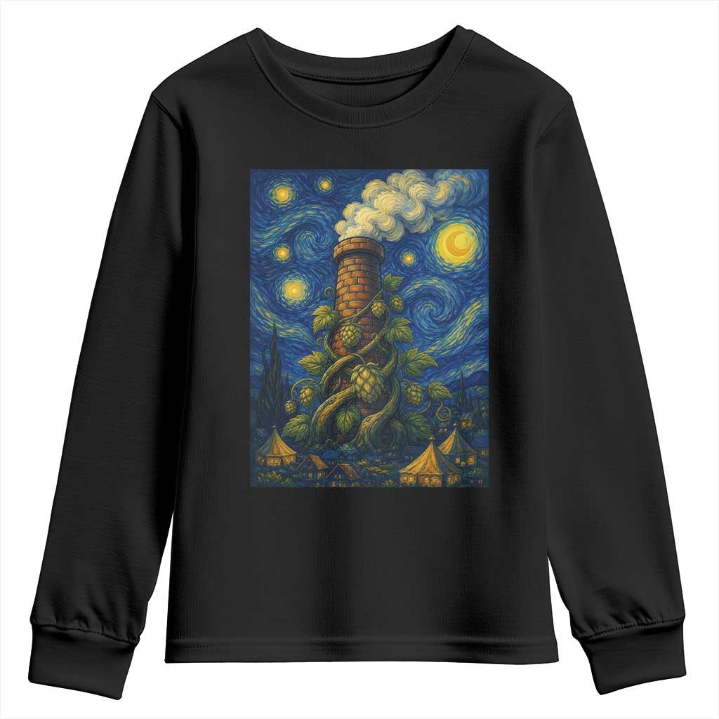 Starry Night Hops Brewery Youth Sweatshirt Vintage Hops Beer Lover Painterly TS12 Black Print Your Wear