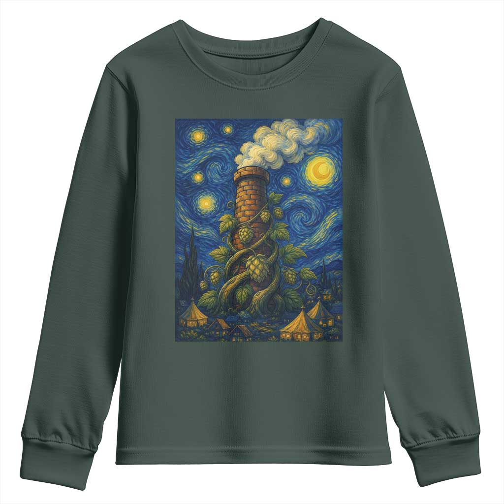 Starry Night Hops Brewery Youth Sweatshirt Vintage Hops Beer Lover Painterly