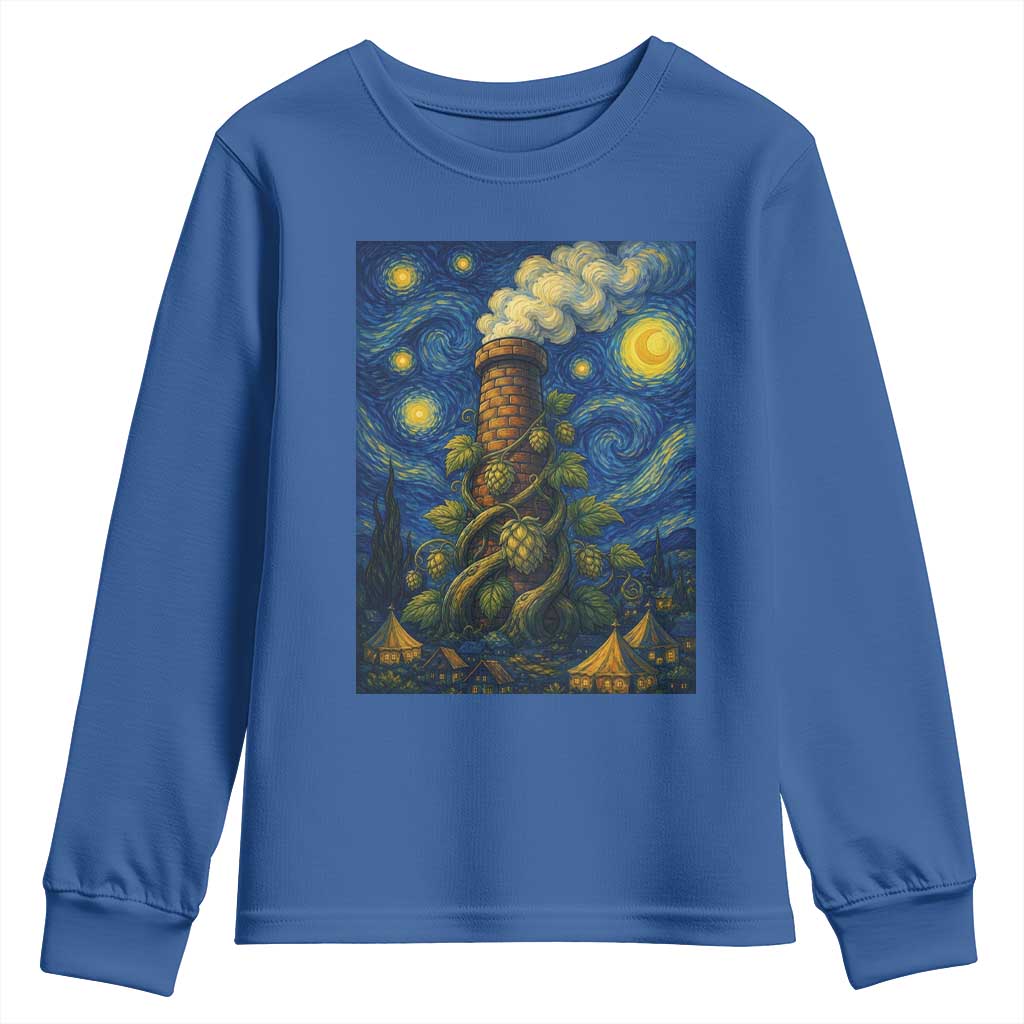 Starry Night Hops Brewery Youth Sweatshirt Vintage Hops Beer Lover Painterly
