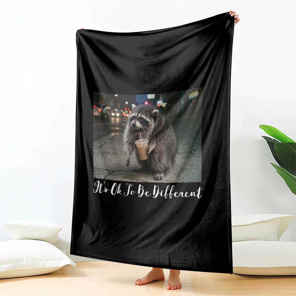 Its Ok To Be Different Jimothy Raccoon Throw Blanket Funny Short Spine Wildlife